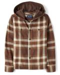 Boys' Long Sleeve Hooded Flannel Shirt - Plaid