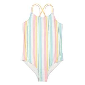 Hurley Girls' Striped One Piece Swimsuit, Ivory