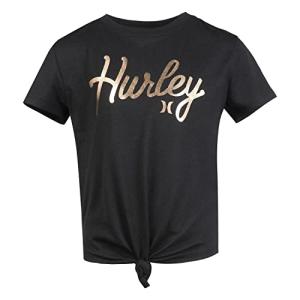 Hurley Girls Graphic Front Tie T-Shirt, Black/Pink
