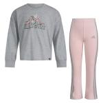 adidas Girls' Long Sleeve Tee and Flare Pants Set