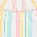 Hurley Girls' Striped One Piece Swimsuit, Ivory