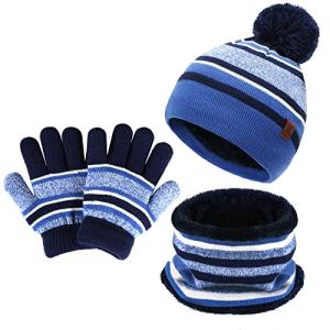 Kids Winter Beanie Hat, Scarf, and Gloves Set