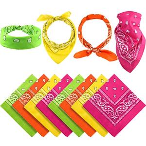 12 Pack Unisex Cowboy Bandanas for Parties
