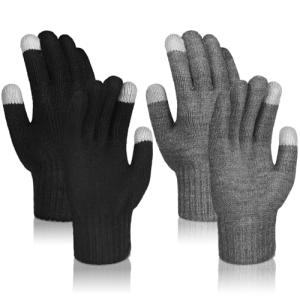 Alpaca Wool Touch Screen Winter Gloves - 2 Pairs