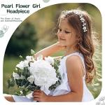 Tanfeine Silver Flower Girl Headband with Pearls