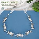 Tanfeine Silver Flower Girl Headband with Pearls