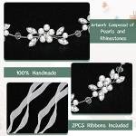 Tanfeine Silver Flower Girl Headband with Pearls