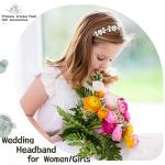 Tanfeine Silver Flower Girl Headband with Pearls