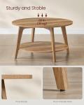 VASAGLE Round Coffee Table with Storage, Honey Brown