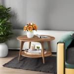 VASAGLE Round Coffee Table with Storage, Honey Brown