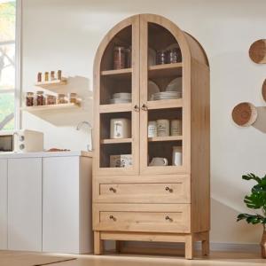 71" Tall Arched Kitchen Pantry with Adjustable Shelves