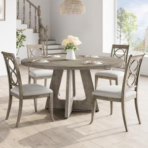 Large Grey Round Dining Table for 4-6