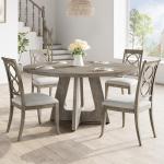 Large Grey Round Dining Table for 4-6