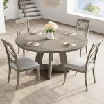 Large Grey Round Dining Table for 4-6