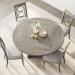 Large Grey Round Dining Table for 4-6
