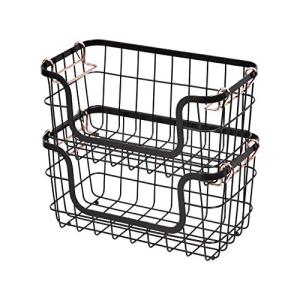 Amazon Basics Stackable Metal Wire Storage Baskets, 2 Pack