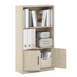 Furinno 3-Tier Open Shelf Bookcase with Doors