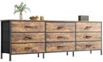 63-Inch Rustic Brown Dresser with 9 Drawers