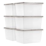 IRIS USA 24.5 Quart Snap Top Plastic Storage Bin, 6 Pack