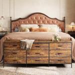 63-Inch Rustic Brown Dresser with 9 Drawers