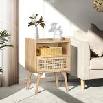 Lerliuo Boho Rattan Nightstand with Drawer