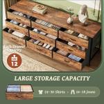 63-Inch Rustic Brown Dresser with 9 Drawers