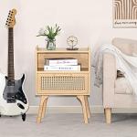 Lerliuo Boho Rattan Nightstand with Drawer