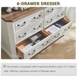 Farmhouse 6-Drawer Vintage Dresser with Natural Texture