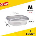 Glad Food Storage Containers with Lids, 25 Oz, 5-Pack