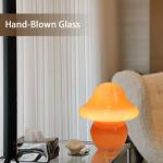 Orange Glass Mushroom Table Lamp for Aesthetic Rooms