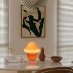 Orange Glass Mushroom Table Lamp for Aesthetic Rooms