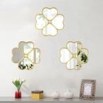 Set of 3 Gold Four-Leaf Clover Mirrors