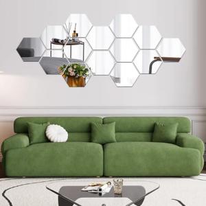 12PCS Hexagon Mirror Wall Stickers for Home Decor