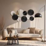 Blulu 9 Pcs Black Round Mirror Wall Art