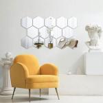 12PCS Hexagon Mirror Wall Stickers for Home Decor