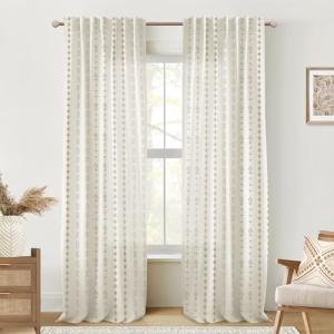Sheer Floral Brown Curtains - 2 Panels Set