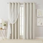 Beige 80% Blackout Curtains with Sheer Overlay