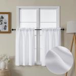 Lecloud Bessie White Kitchen Curtains - 36 Inch Set