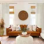 Sheer Floral Brown Curtains - 2 Panels Set