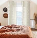 Sheer Floral Brown Curtains - 2 Panels Set