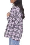 Forever 21 Women's Lavender Plaid Button-Up Shacket