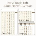 Sheer Floral Brown Curtains - 2 Panels Set