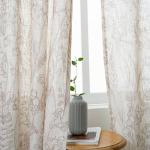 MEETSKY 84" Floral Linen Curtains - 2 Panels