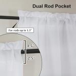 Lecloud Bessie White Kitchen Curtains - 36 Inch Set