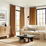 Gold Brown Velvet Pinch Pleat Curtains, 84 Inches