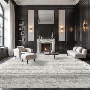 Charcoal Grey Washable 8x10 Area Rug