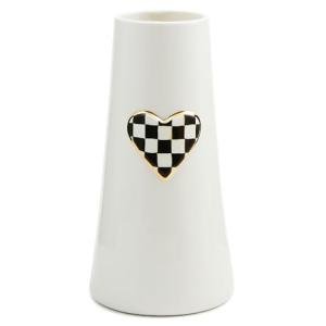 MACKENZIE-CHILDS Tall Black-and-White Heart Vase