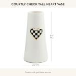 MACKENZIE-CHILDS Tall Black-and-White Heart Vase