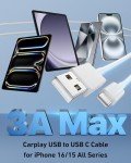 CarPlay USB-C Cable for iPhone & Android, 2 Pack