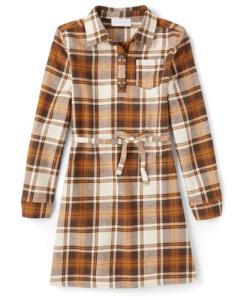 Kids' Long Sleeve Plaid Fall Dress, Small